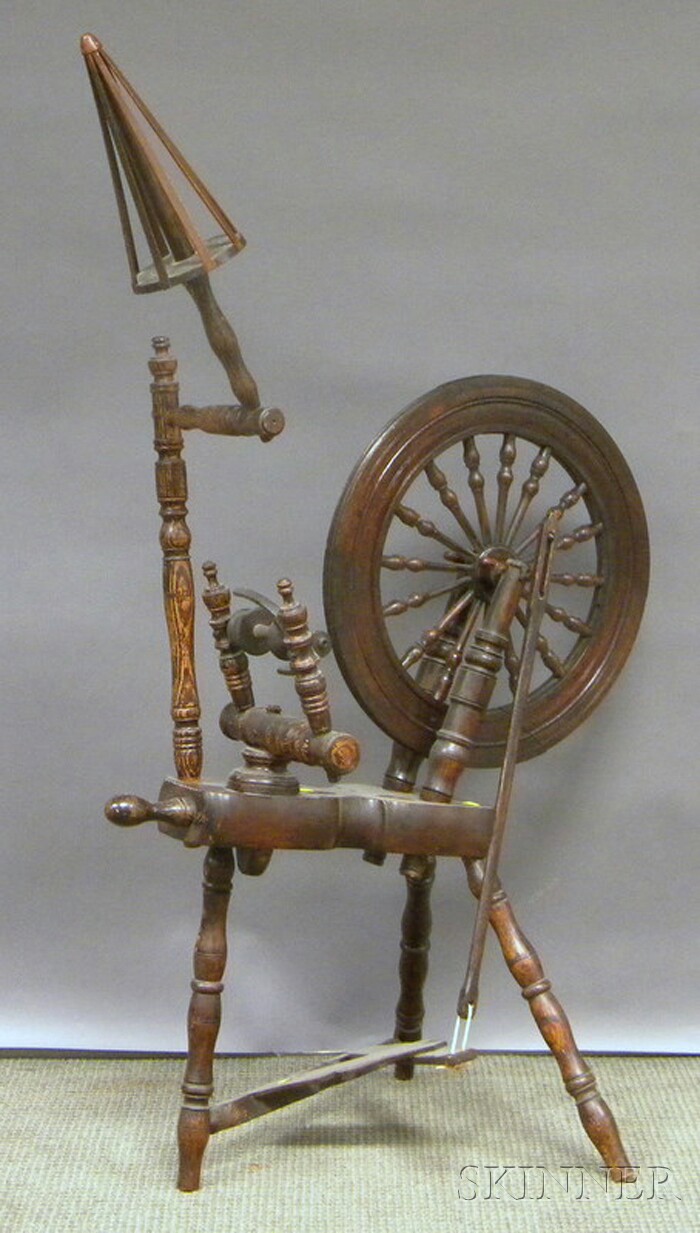 Appraisal: Oak Spinning Wheel ht in