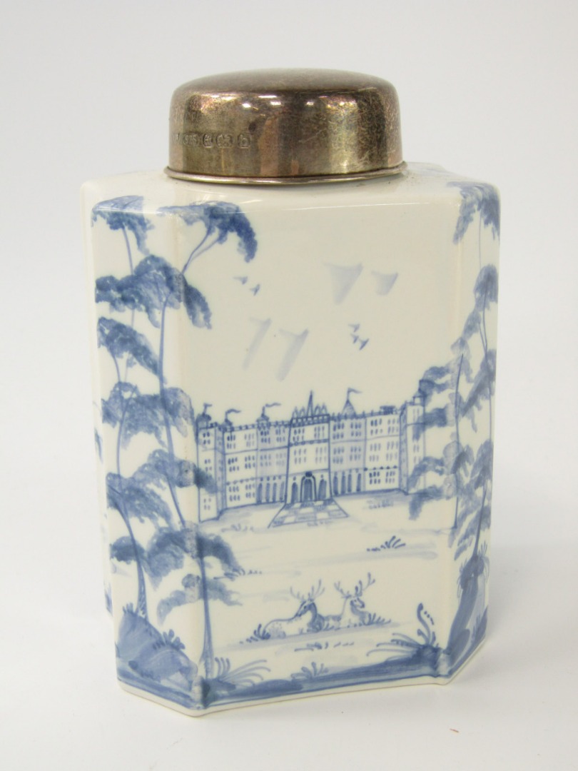 Appraisal: An Isis Ceramics Deltware pottery tea caddy painted with a