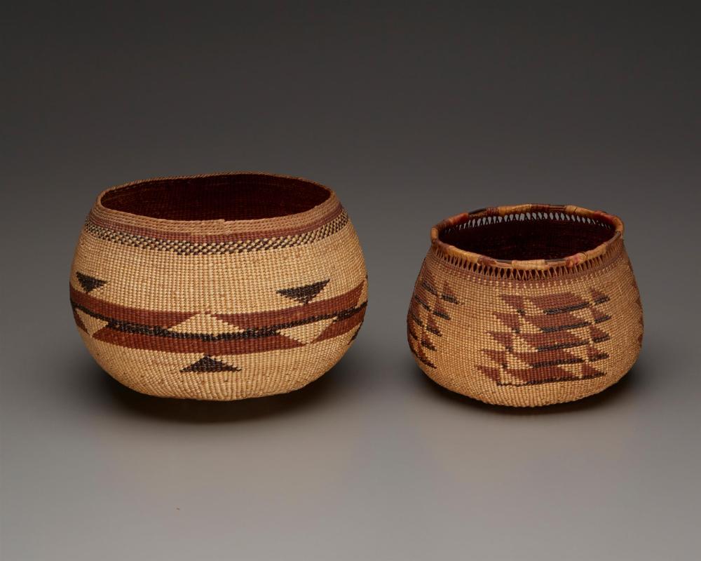 Appraisal: Two Hupa Yurok Karuk polychrome basket bowls First-quarter th Century