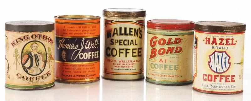 Appraisal: Lot of -Pound Coffee Tins Description Lot includes King Orthon