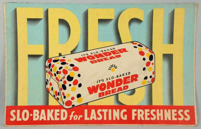 Appraisal: Heavy Waxed Cardboard Wonder Bread Sign s with overall soiling