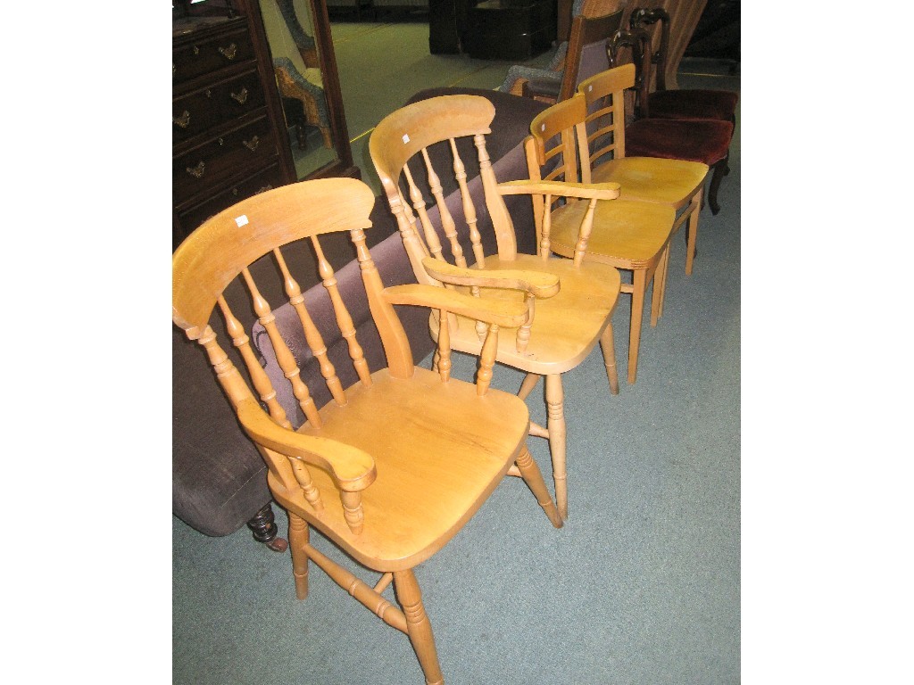 Appraisal: Lot comprising pair of antique dining chairs pair of kitchen