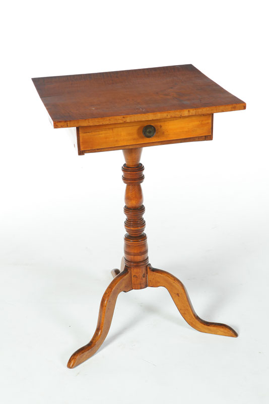 Appraisal: FEDERAL CANDLESTAND American early th century curly maple and pine