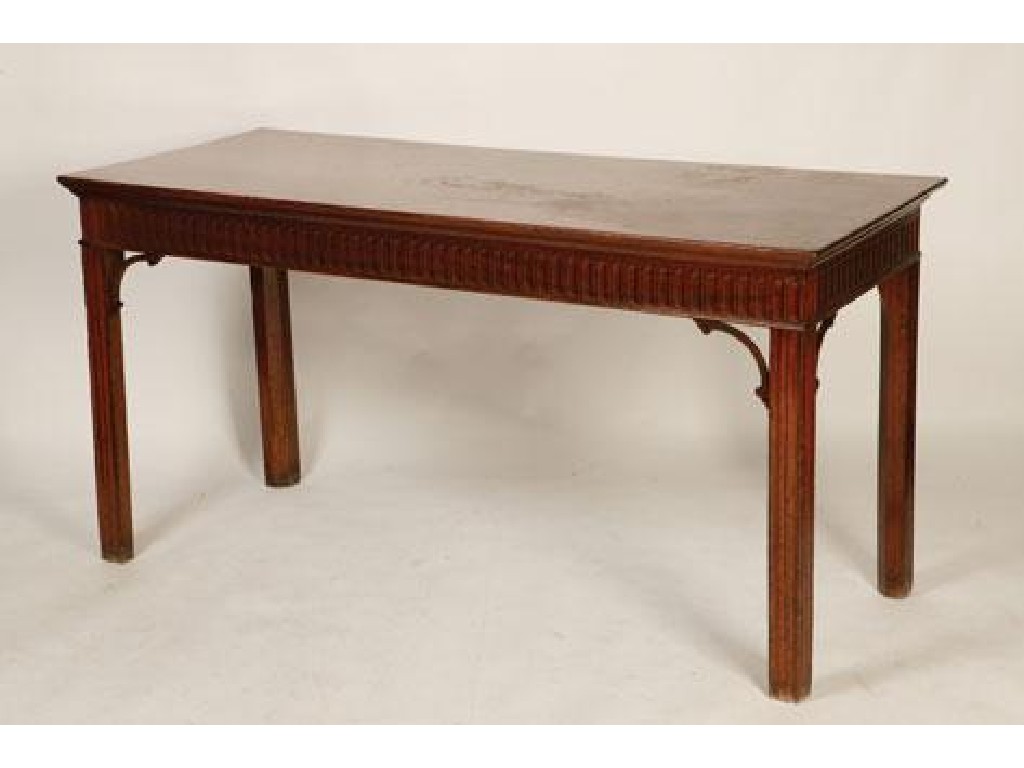 Appraisal: A GEORGE III MAHOGANY SERVING TABLE of Chippendale design with