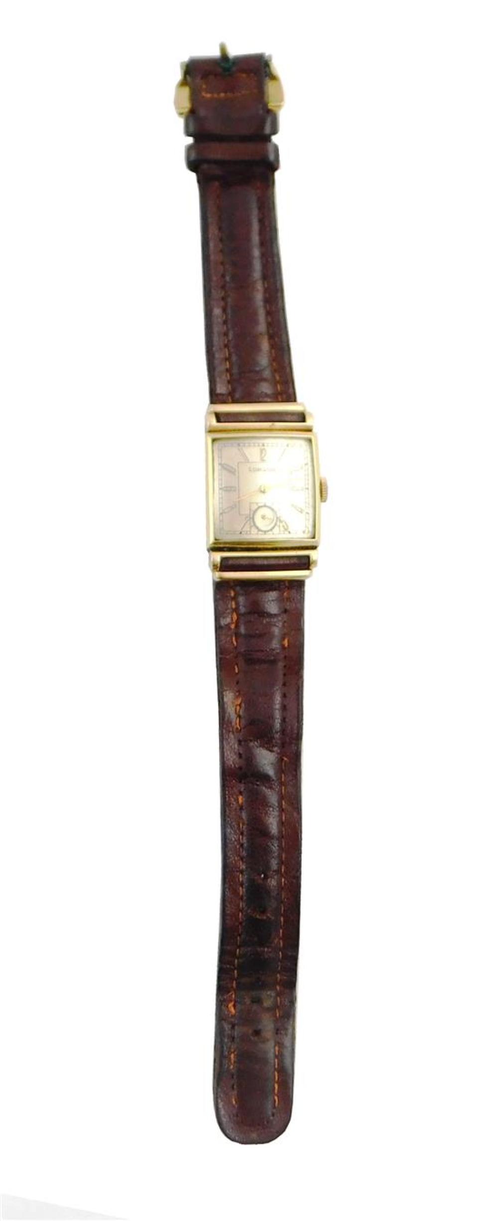 Appraisal: JEWELRY K Longines watch stamped yellow gold with square case