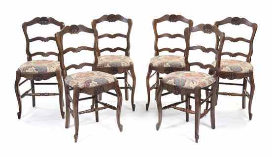 Appraisal: A Set of Six Louis XV Provincial Style Side Chairs