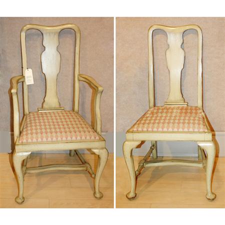 Appraisal: Set of Ten Queen Anne Style Cream Painted Dining Chairs