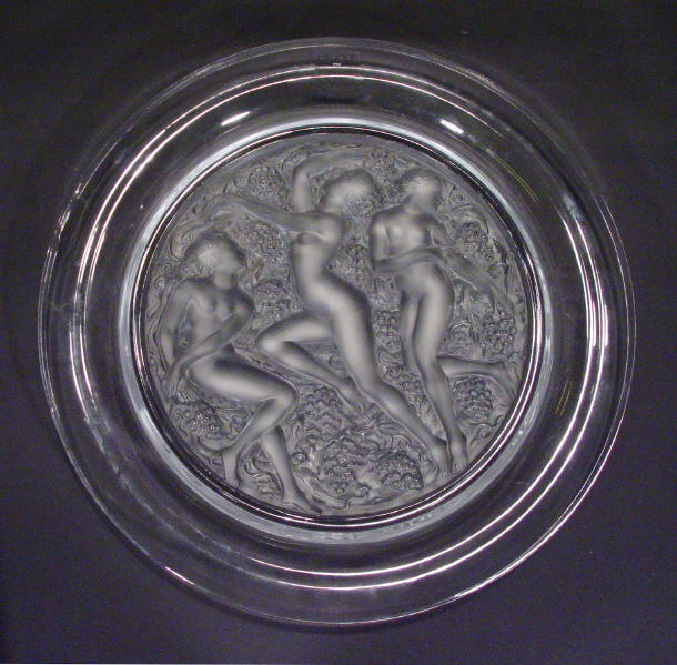 Appraisal: Large Lalique clear and frosted glass charger the centre moulded