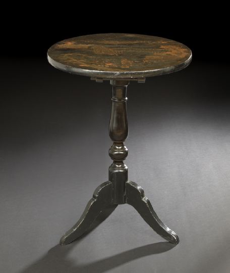 Appraisal: Victorian Black-Lacquered Tripod Table third quarter th century the tilting