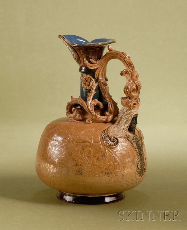 Appraisal: Large and Elaborate Doulton Lambeth Salt-glaze Stoneware Ewer c by