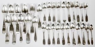 Appraisal: GROUP OF AMERICAN SILVER COIN SILVER SPOONS LARGE GROUP OF