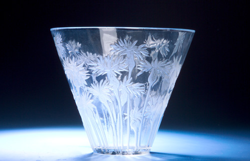 Appraisal: R LALIQUE Rare vase Bleuets clear and frosted with engraved