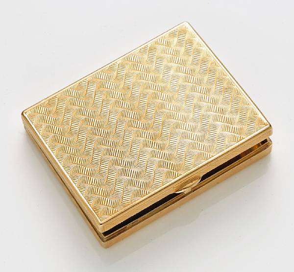 Appraisal: A fourteen karat gold compact Cartier signed Cartier accompanied by