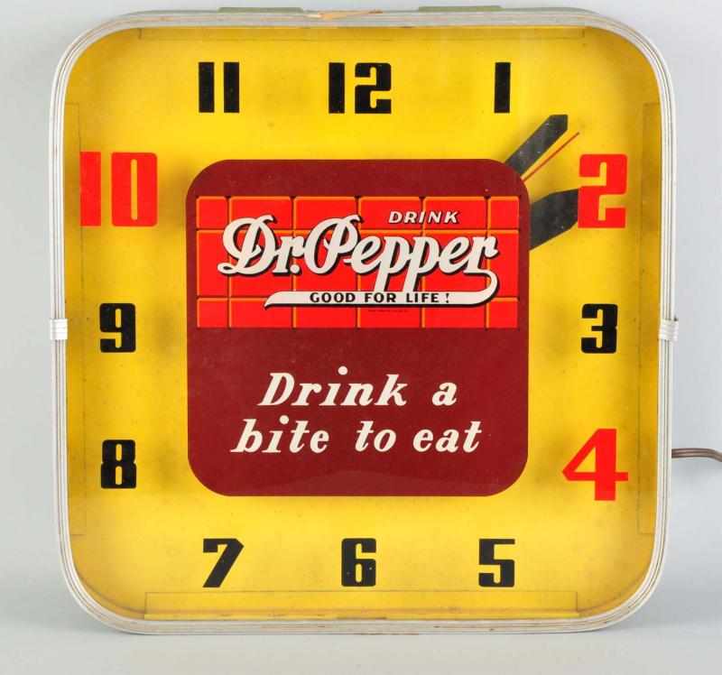 Appraisal: Electric Dr Pepper Lackner Light-Up Clock Description s Lights up