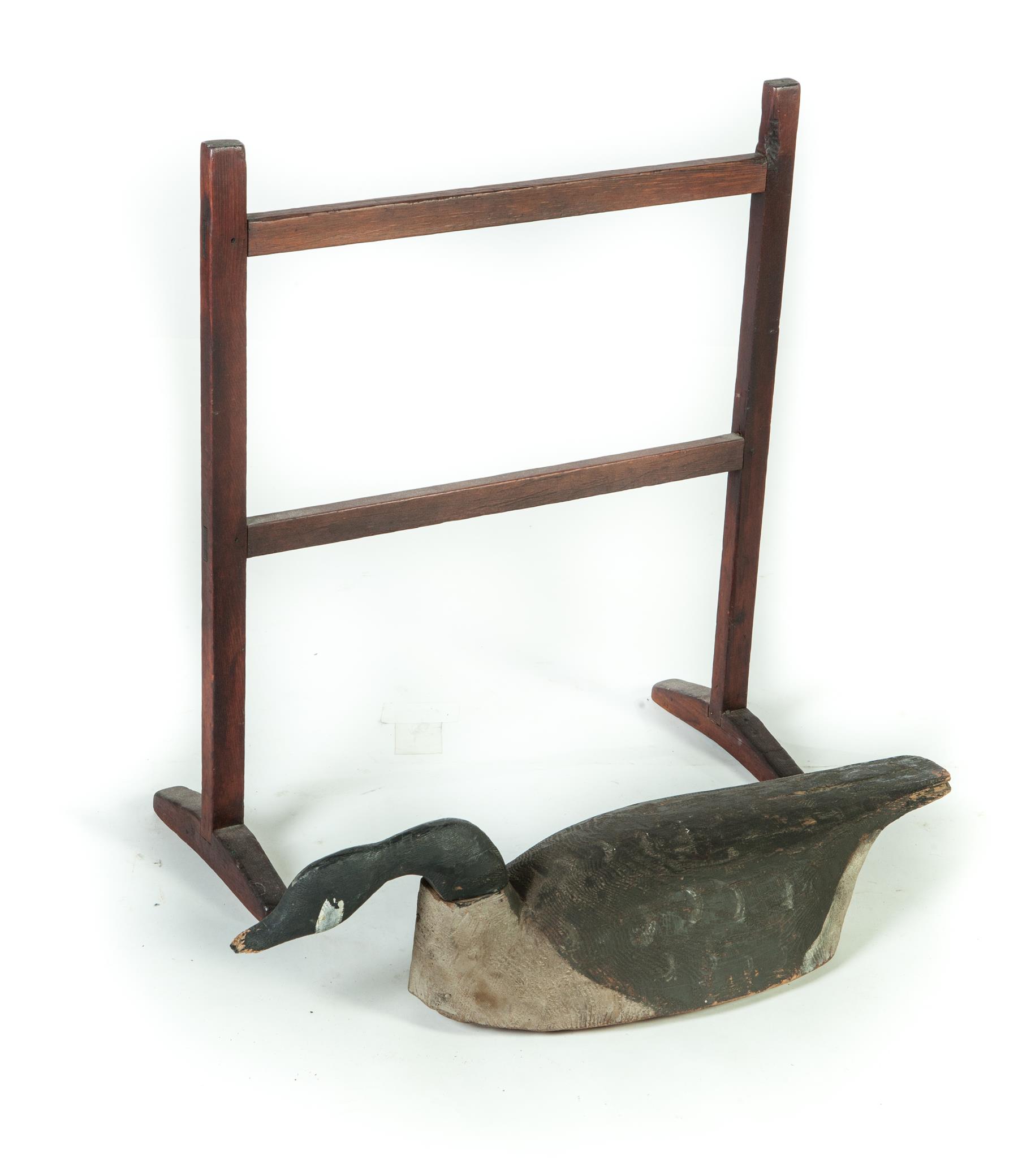 Appraisal: AMERICAN GOOSE DECOY AND DRYING RACK Nineteenth- st half- th