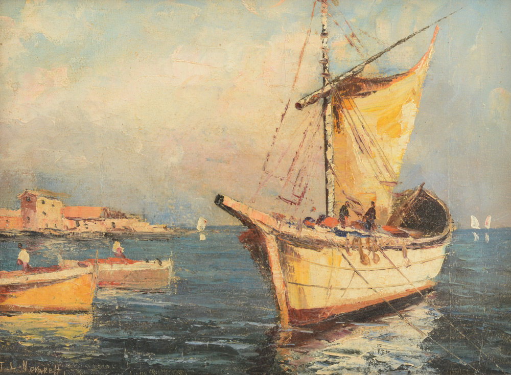 Appraisal: NOVARETTI T L Italian th Century Italian Fishing Boats Oil