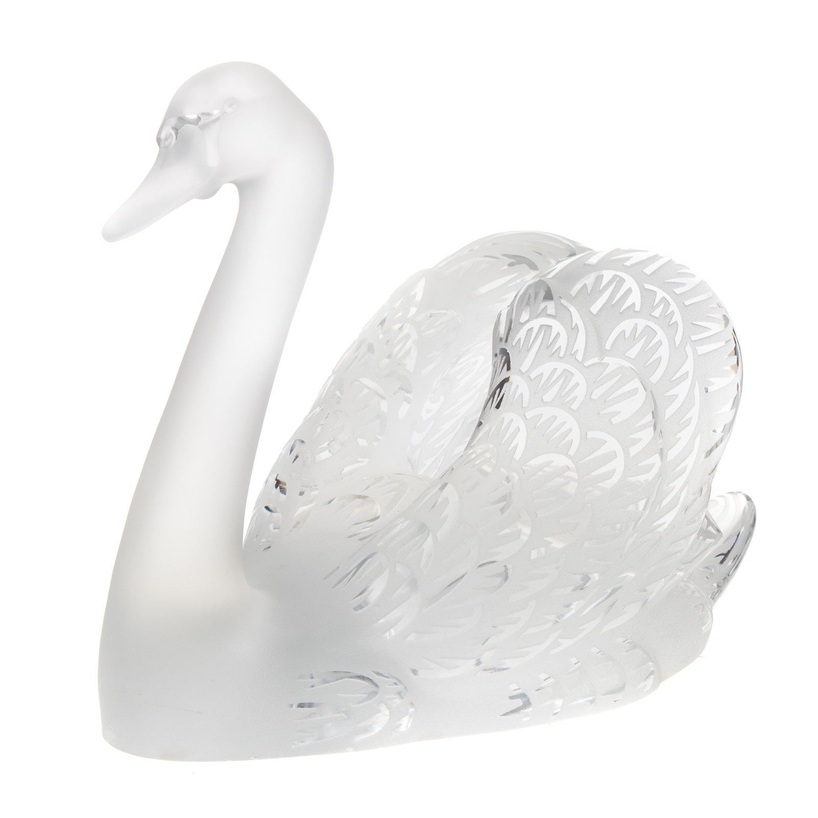 Appraisal: LALIQUE CRYSTAL SWAN - CYGNE TETE HAUTE Clear and frosted