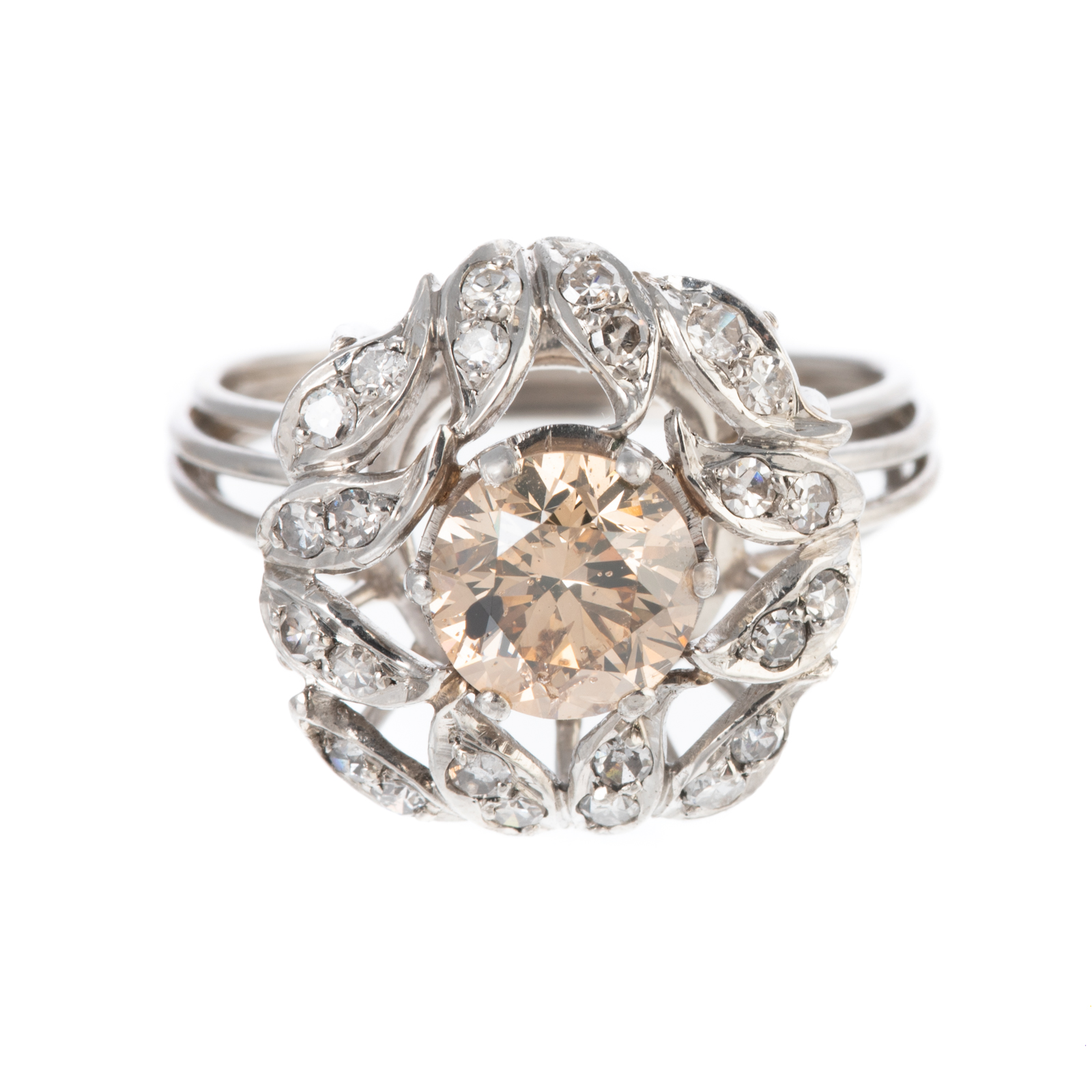 Appraisal: A CT COGNAC WHITE DIAMOND RING IN PLATINUM Platinum ring