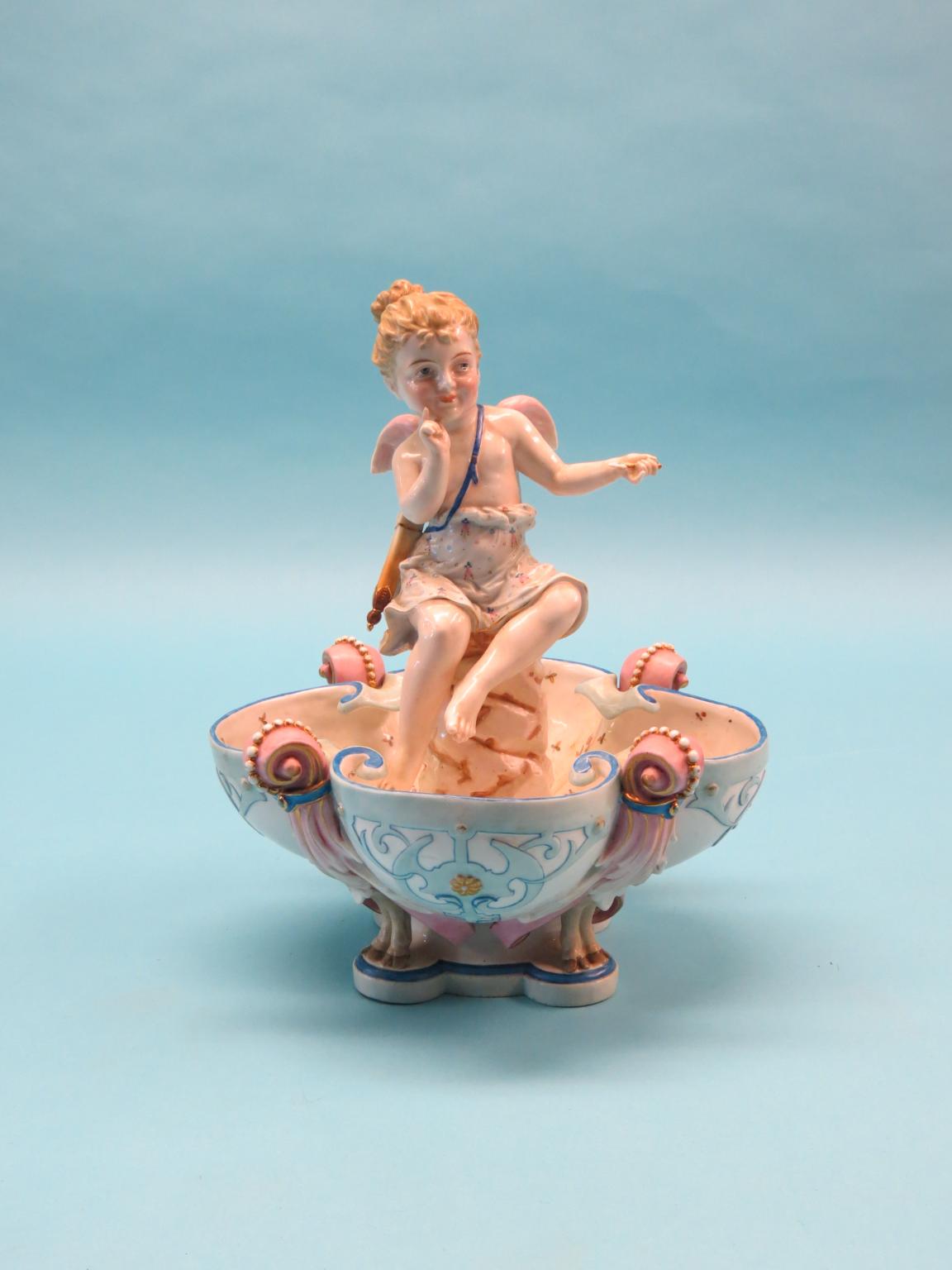 Appraisal: A th century KPM Berlin centrepiece pedestal bowl with a