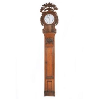 Appraisal: Louis XVI St Nicholas Oak Longcase Clock The arch form