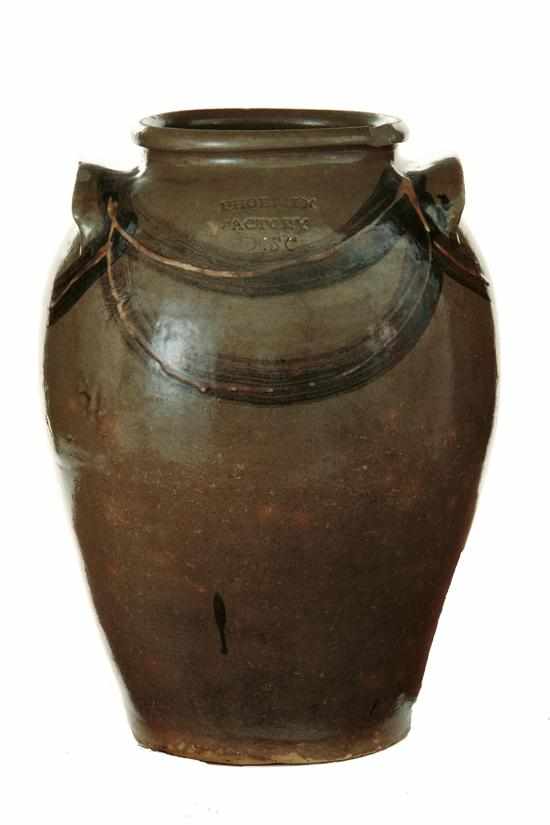 Appraisal: Rare Southern stoneware storage jar Phoenix Factory Edgefield South Carolina