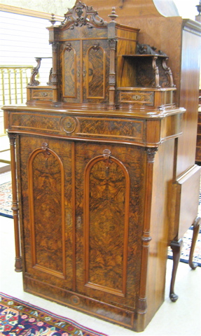 Appraisal: VICTORIAN WALNUT AND BURL WALNUT CABINET German th century The