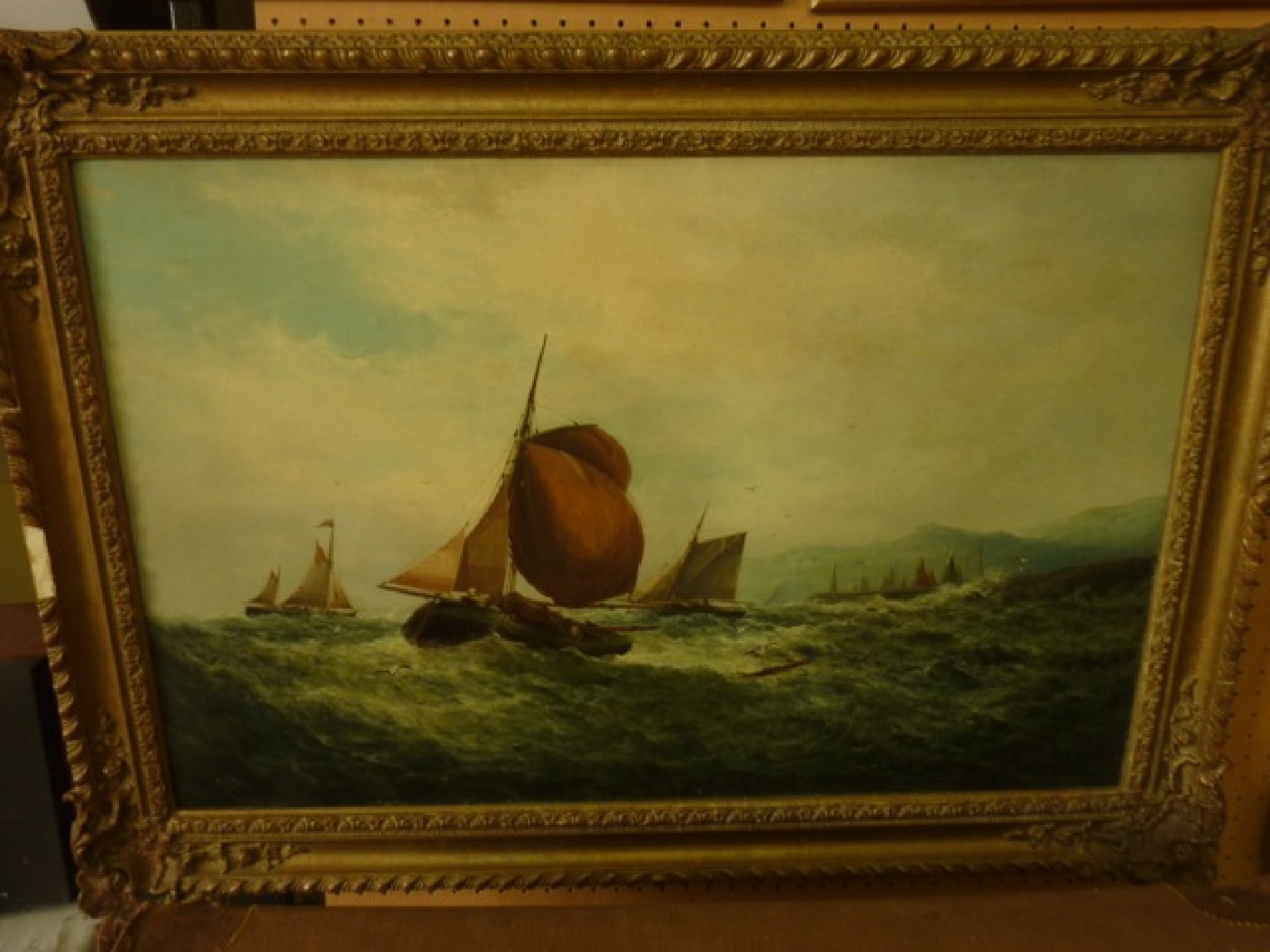 Appraisal: A th century oil painting on canvas of a coastal