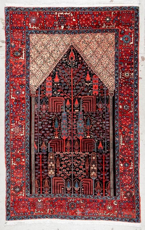 Appraisal: Bakshaish Style Prayer Rug ' '' x ' '' Bakshaish