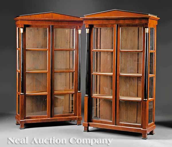 Appraisal: A Pair of Biedermeier-Style Mahogany and Ebonized Vitrine Cabinets each