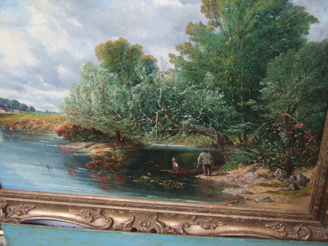 Appraisal: English School th century Fishermen on the banks of a