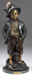 Appraisal: Polychrome decorated bronze 'Alpine Boy' Patinated and polychrome decorated bronze