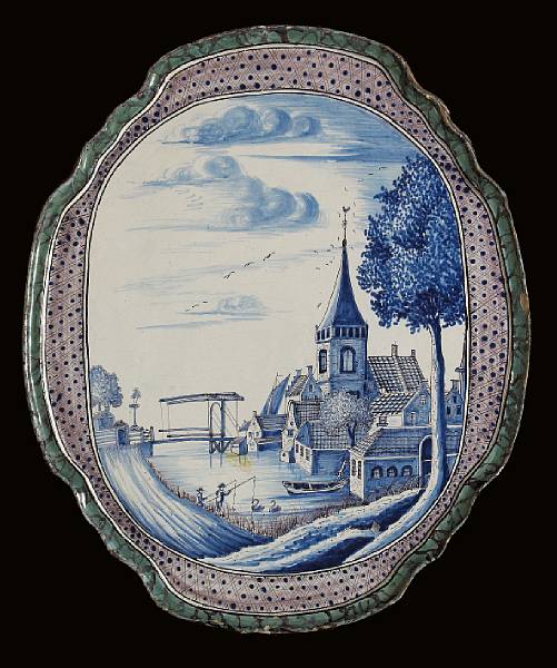 Appraisal: A Dutch polychrome Delft wall plaque th century Painted with