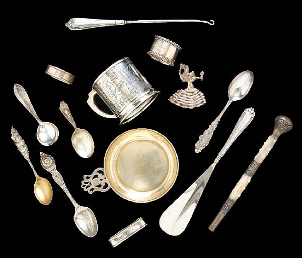 Appraisal: A group of sterling and sterling mounted items Comprising child's