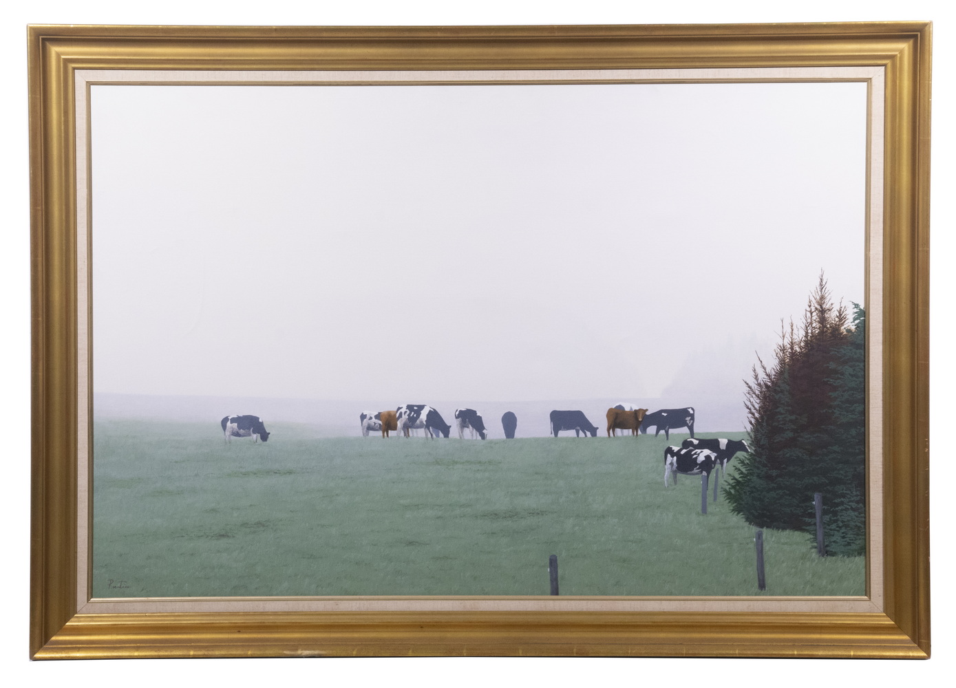 Appraisal: DAVID PRENTICE UK - Cows in the Mist monumental oil