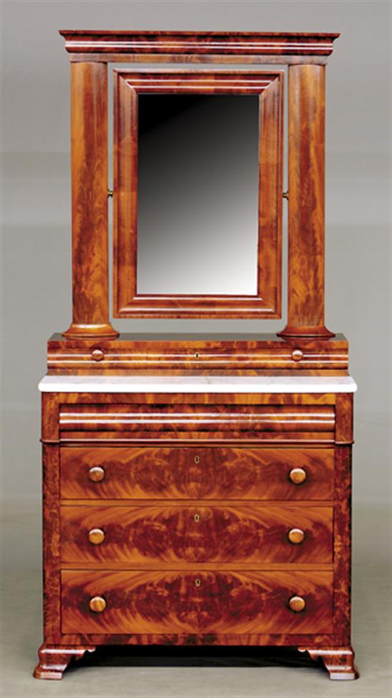 Appraisal: American Classical mahogany dresser circa - tilting mirror supported by