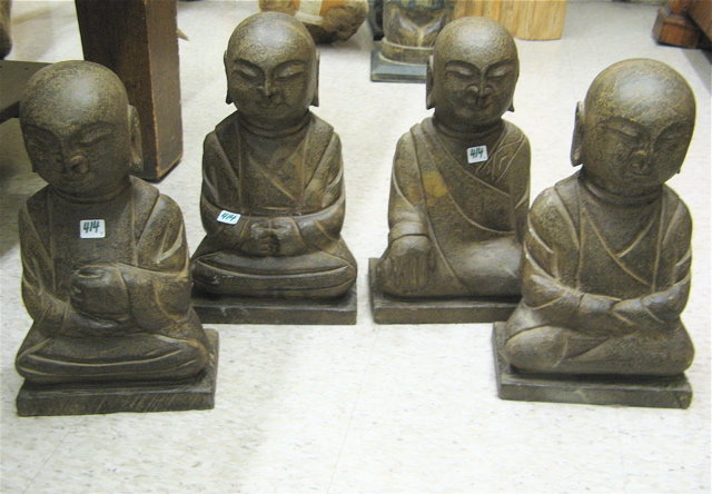 Appraisal: A SET OF FOUR CHINESE CARVED STONE FIGURES disciples of