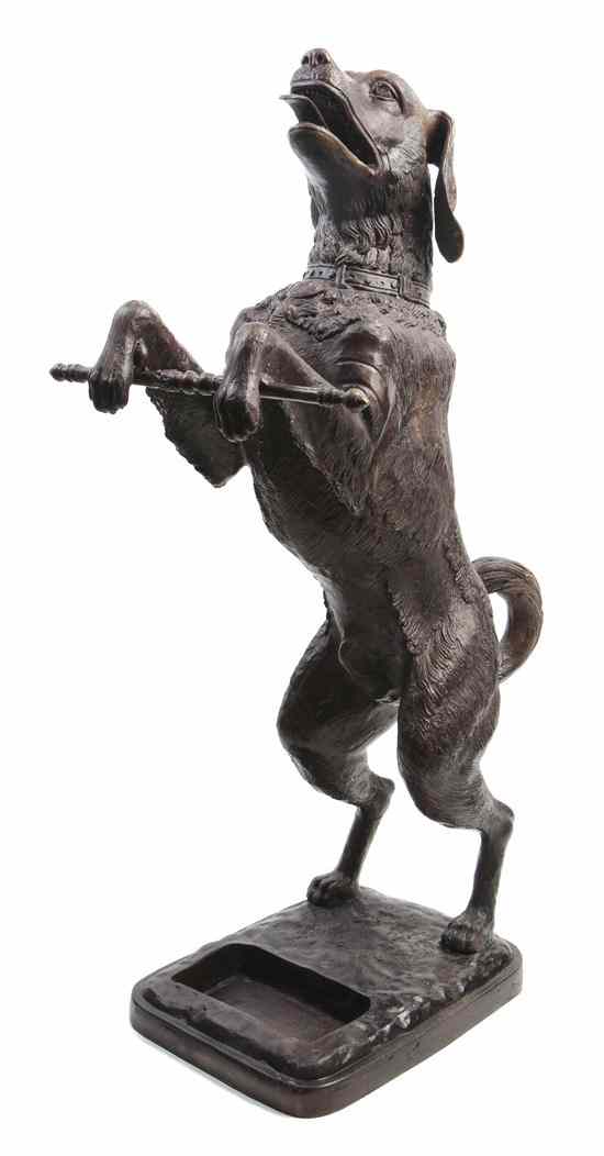 Appraisal: A Bronze Dog Form Umbrella Stand the hound depicted standing