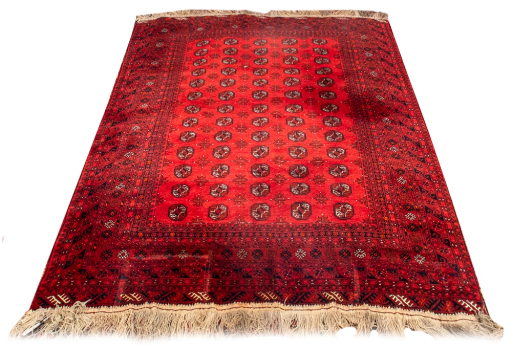 Appraisal: ROOM-SIZED BOKHARA RUG ' X ' Room-Sized Bokhara handknotted wool