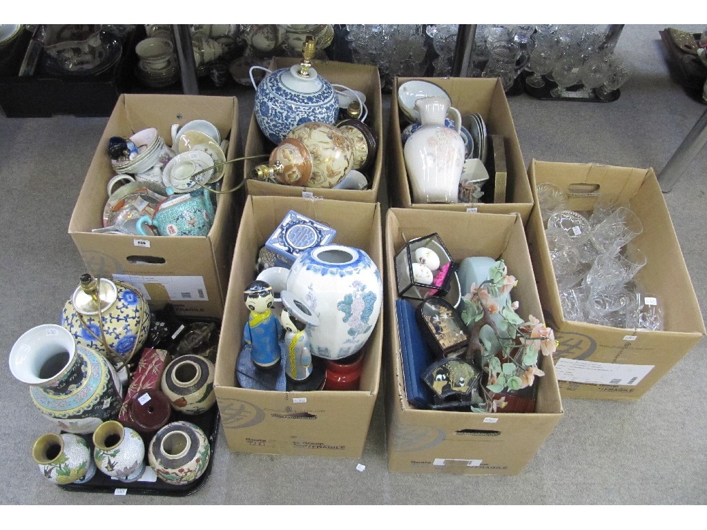 Appraisal: Six boxes and a tray of assorted ceramics glasses Chinese