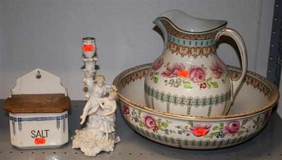 Appraisal: English transfer decorated china wash bowl and basin set and