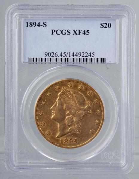 Appraisal: -S Liberty Double Eagle Gold Piece Description PCGS XF-