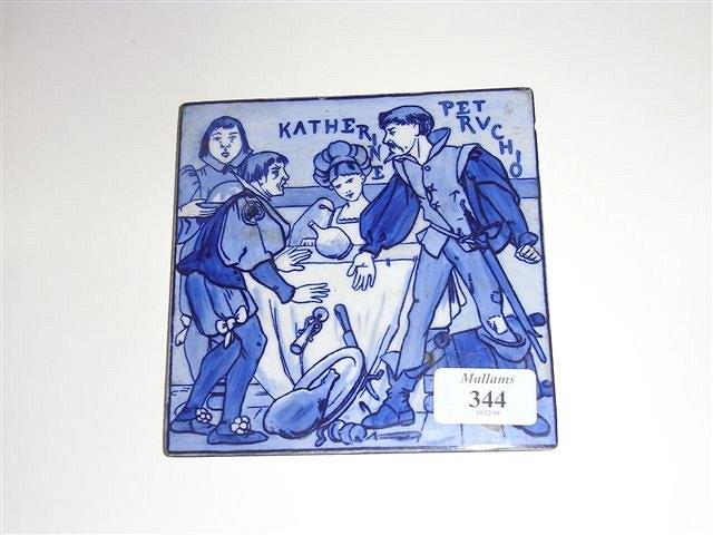 Appraisal: ONE COPELAND TILE blue and white depicting Katherine Petruchio from