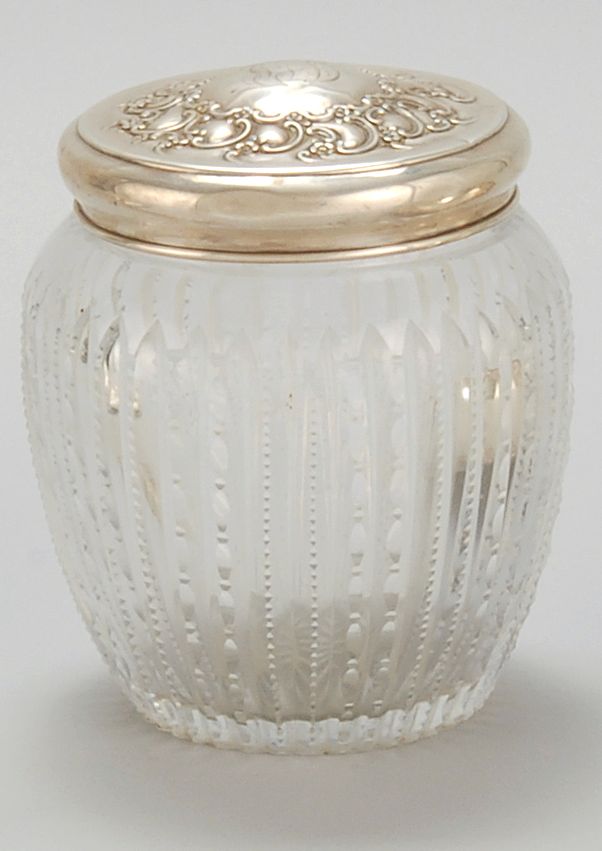 Appraisal: TIFFANY CO STERLING SILVER AND CUT CRYSTAL TOBACCO JAR One