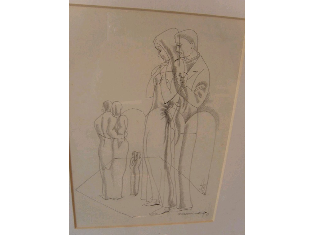 Appraisal: A mid th century pencil drawing by Adrian Hill showing