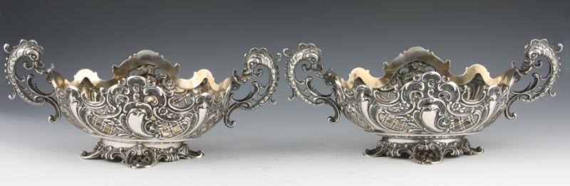 Appraisal: Pair of Ruckert German Silver Sweet Meat Dishes ca ovoid