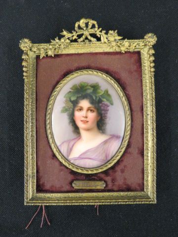 Appraisal: Painting on Porcelain Plaque of Hebe goddess with grapes in