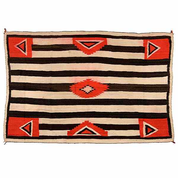 Appraisal: Navajo Third Phase Transitional Chief's Blanket hand-spun wool woven using