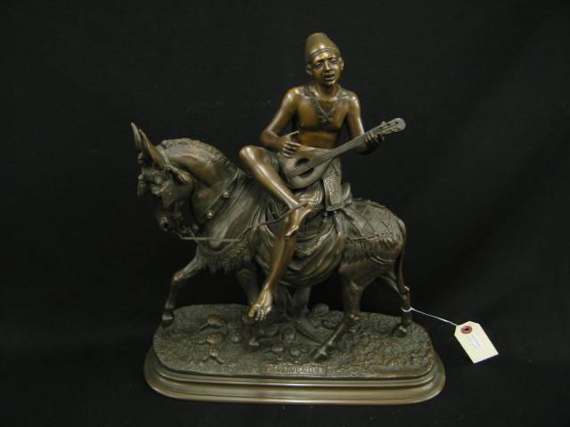 Appraisal: Paul Edouard Delabrierre Bronze Statue L Improvisateur Algerian on horseback