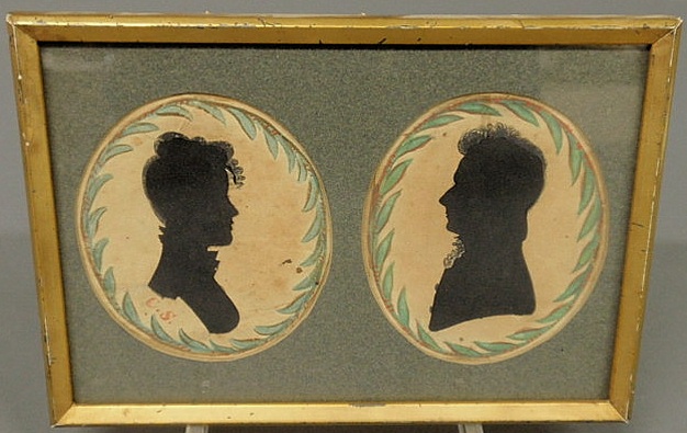 Appraisal: Two framed oval th c silhouettes described verso Mrs C