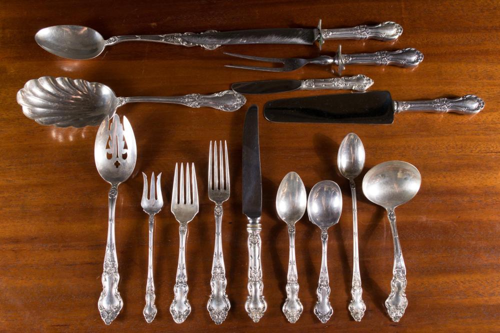 Appraisal: STERLING SILVER FLATWARE SET WITH CASE Meadow Rose pattern by